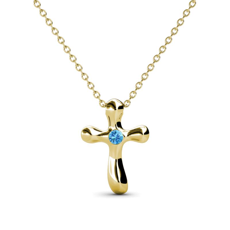 Edena Petite Blue Topaz Cross Pendant 