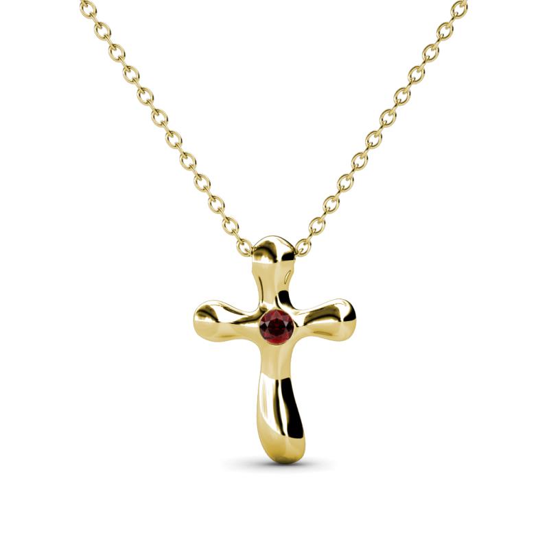 Edena Petite Red Garnet Cross Pendant 