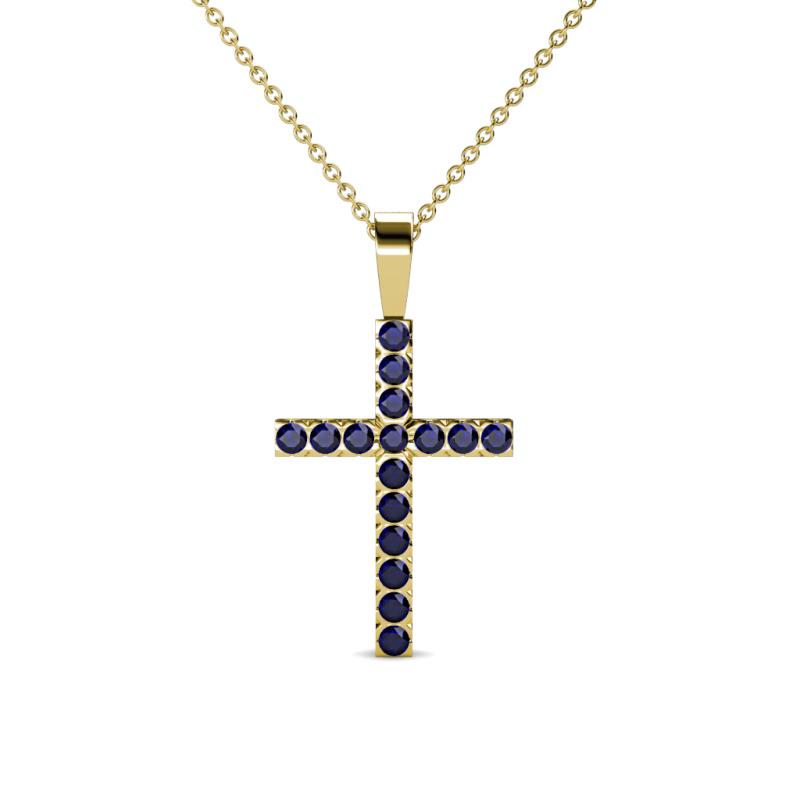 Aja Petite Blue Sapphire Cross Pendant 