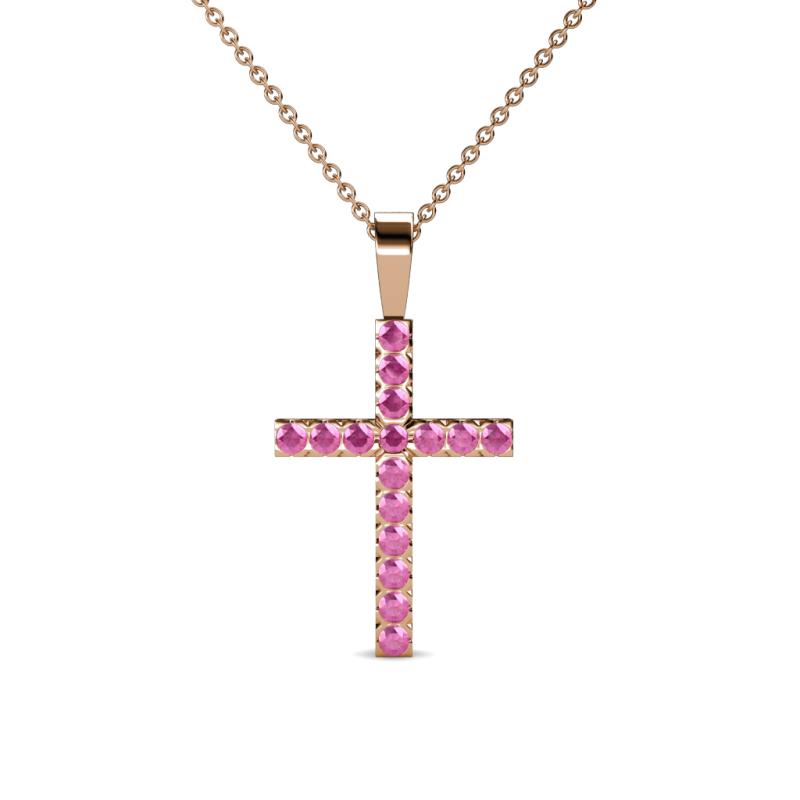 Aja Petite Pink Sapphire Cross Pendant 