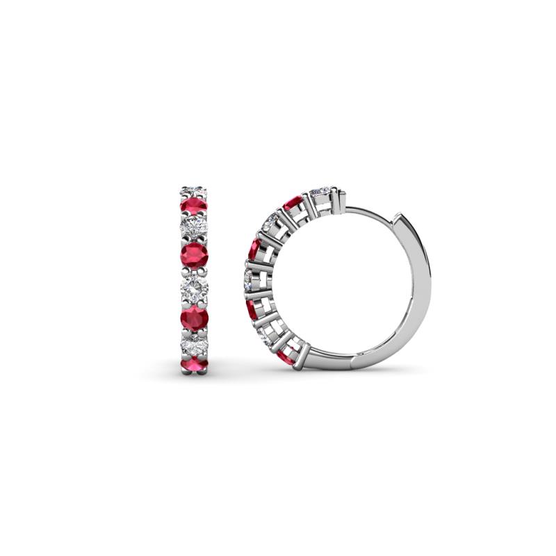 Raya Round Ruby and Diamond Hoop Earrings 