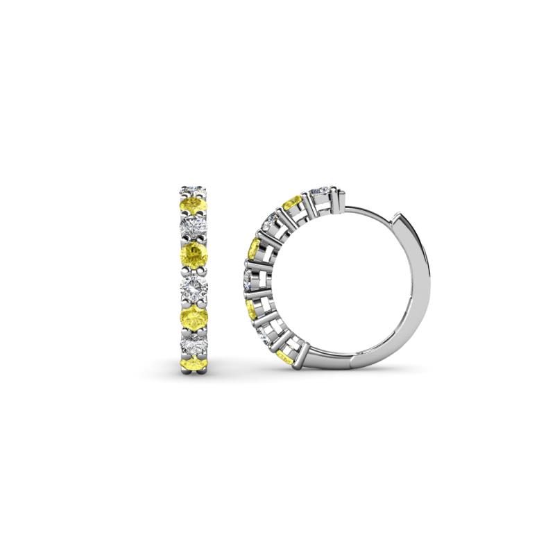 Raya Round Yellow Sapphire and Diamond Hoop Earrings 