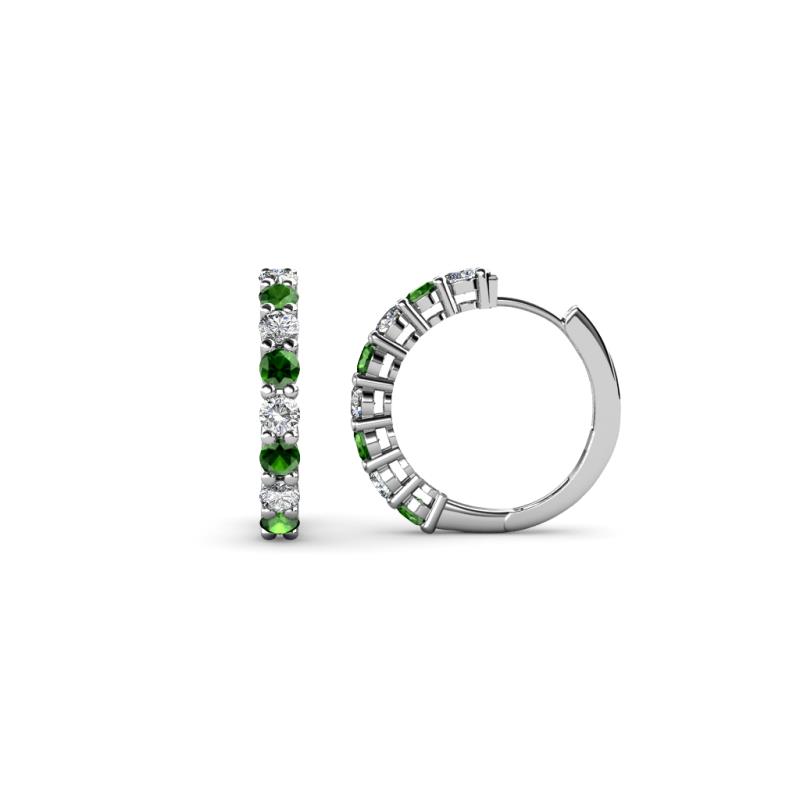 Raya Round Green Garnet and Diamond Hoop Earrings 