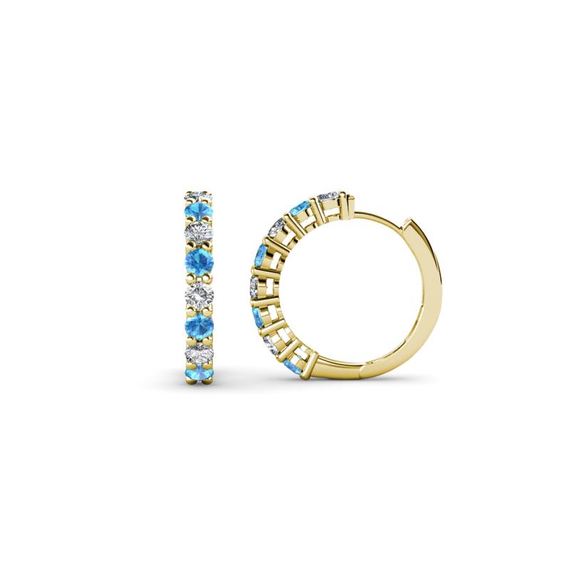 Raya Round Blue Topaz and Diamond Hoop Earrings 