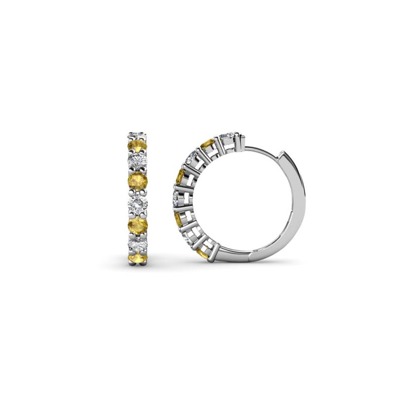 Raya Round Citrine and Diamond Hoop Earrings 