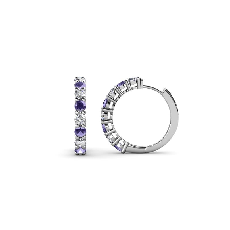 Raya Round Iolite and Diamond Hoop Earrings 