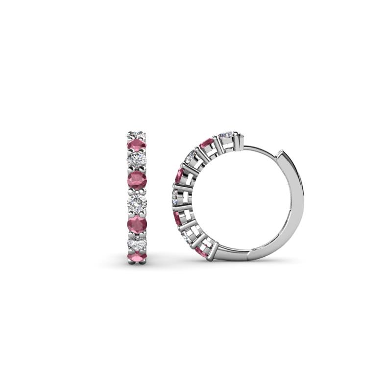 Raya Round Rhodolite Garnet and Diamond Hoop Earrings 
