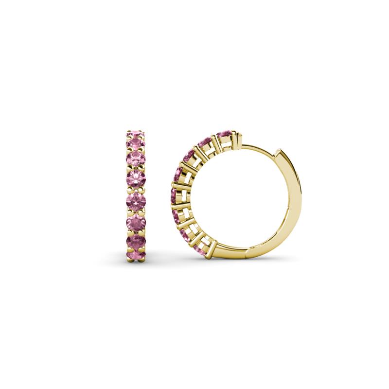 Raya Round Pink Tourmaline Hoop Earrings 