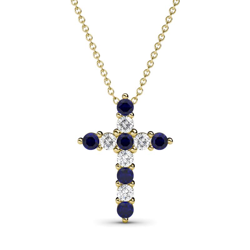 Abella Blue Sapphire and Diamond Cross Pendant 