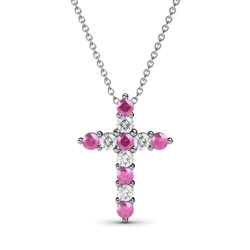 Abella Pink Sapphire and Diamond Cross Pendant 