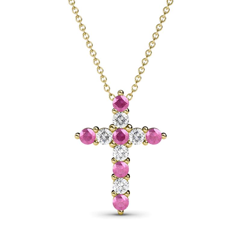 Abella Pink Sapphire and Diamond Cross Pendant 