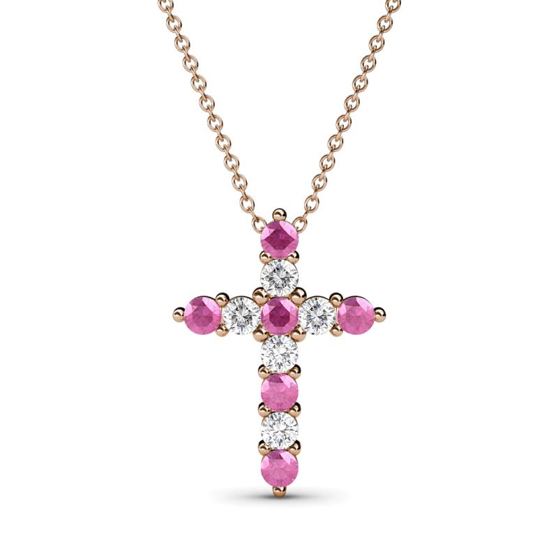Abella Pink Sapphire and Diamond Cross Pendant 