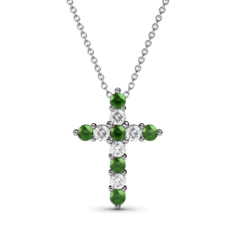 Abella Green Garnet and Diamond Cross Pendant 