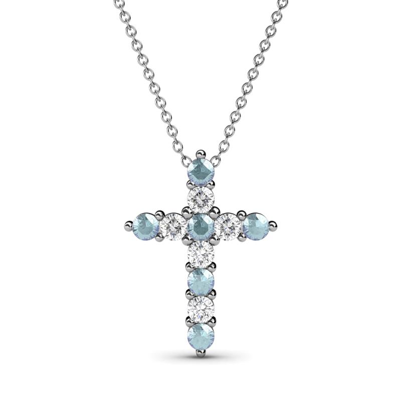 Abella Aquamarine and Diamond Cross Pendant 