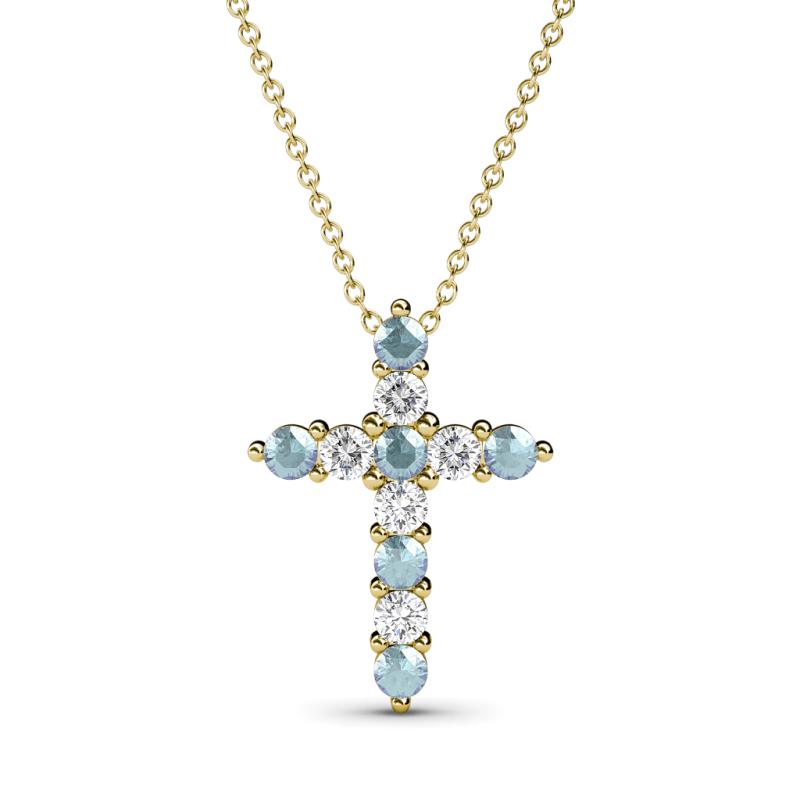 Abella Aquamarine and Diamond Cross Pendant 