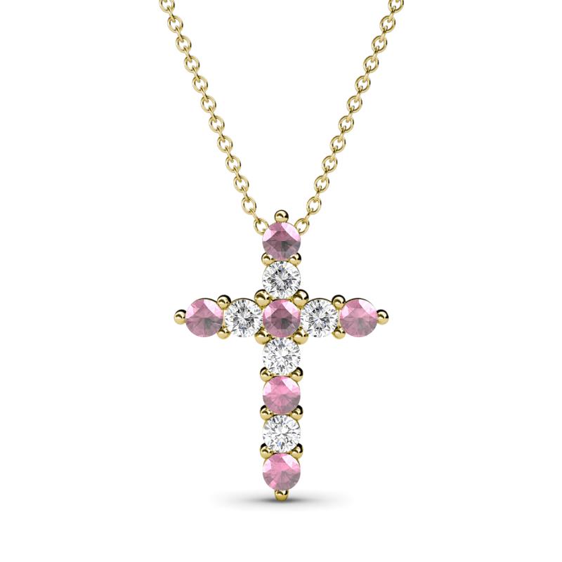 Abella Pink Tourmaline and Diamond Cross Pendant 
