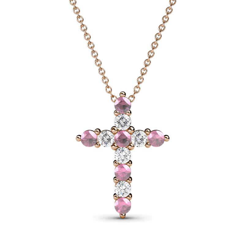 Abella Pink Tourmaline and Diamond Cross Pendant 