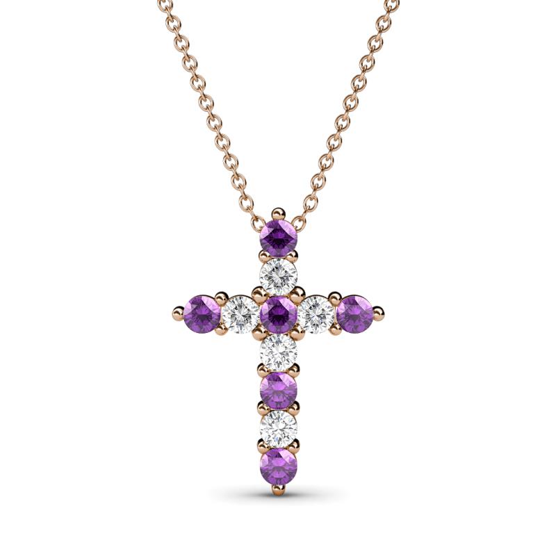 Abella Amethyst and Diamond Cross Pendant 