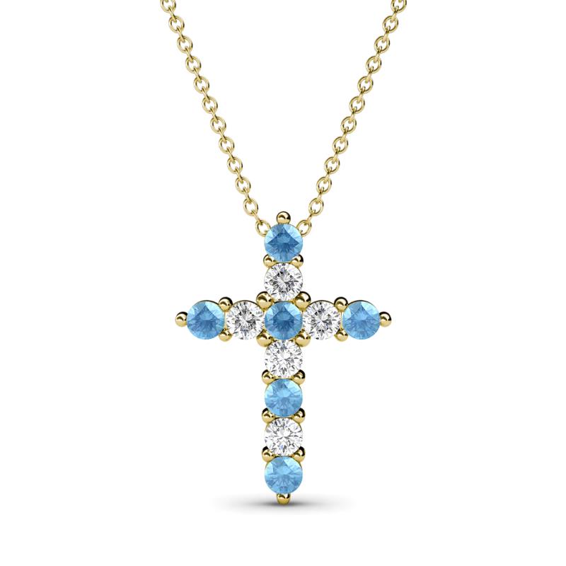 Abella Blue Topaz and Diamond Cross Pendant 