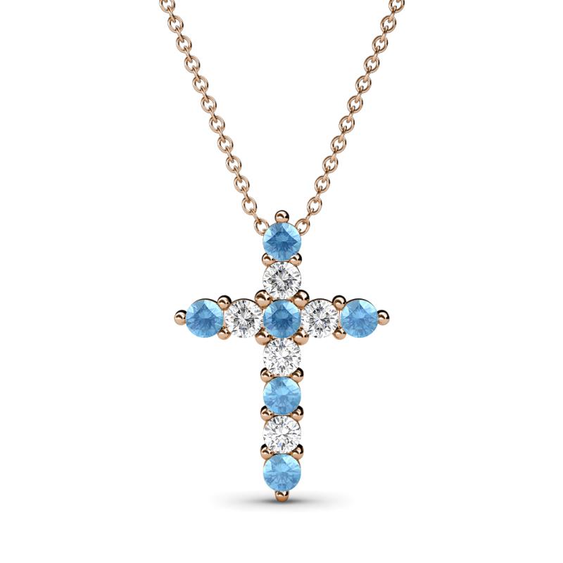 Abella Blue Topaz and Diamond Cross Pendant 