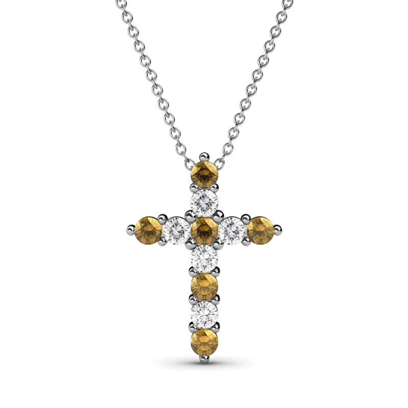 Abella Citrine and Diamond Cross Pendant 