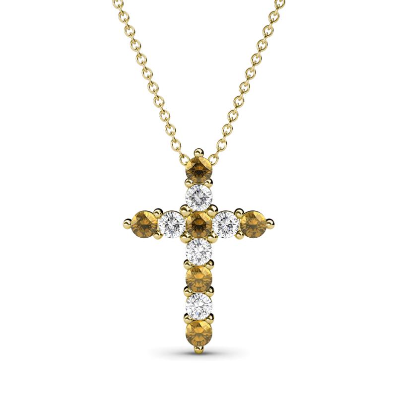 Abella Citrine and Diamond Cross Pendant 