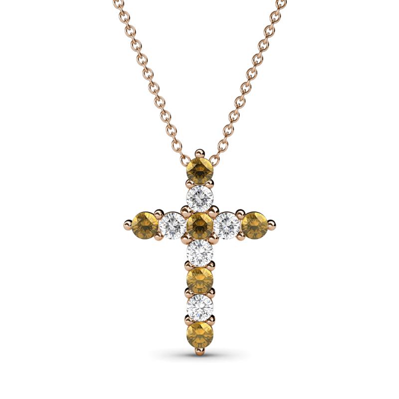Abella Citrine and Diamond Cross Pendant 