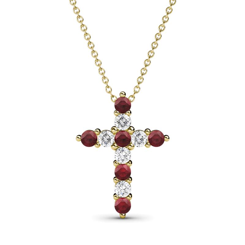 Abella Red Garnet and Diamond Cross Pendant 