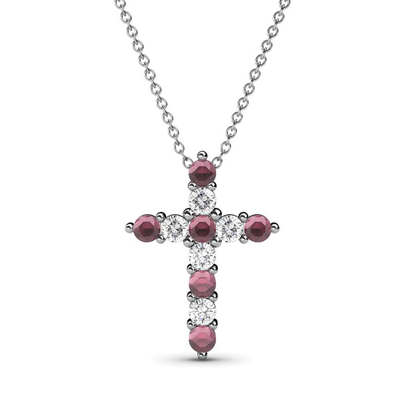 Abella Rhodolite Garnet and Diamond Cross Pendant 