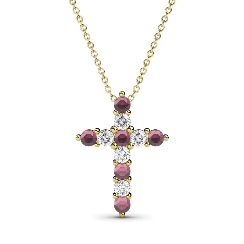 Abella Rhodolite Garnet and Diamond Cross Pendant 