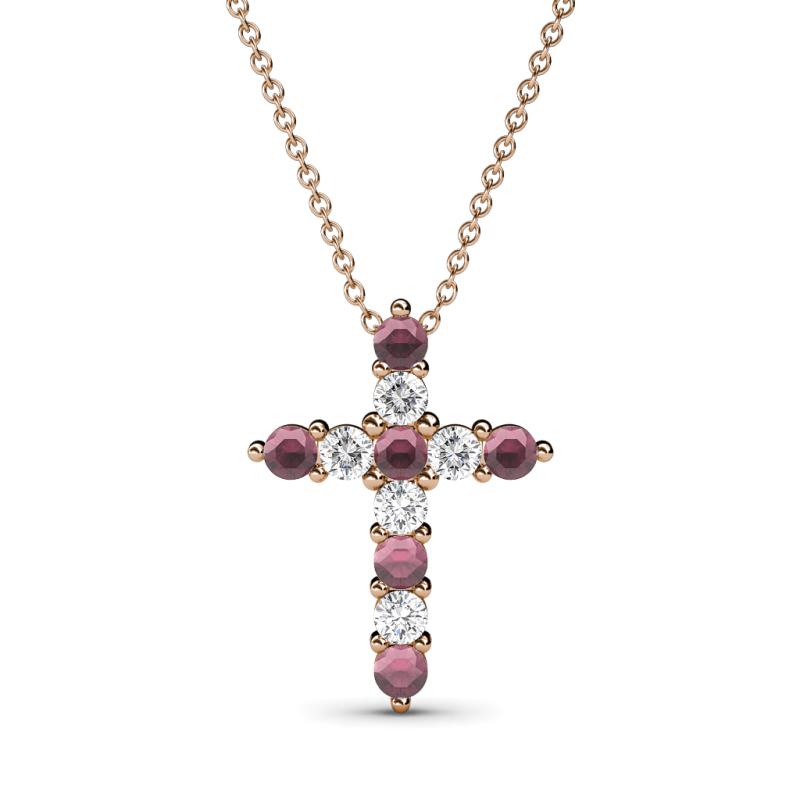 Abella Rhodolite Garnet and Diamond Cross Pendant 