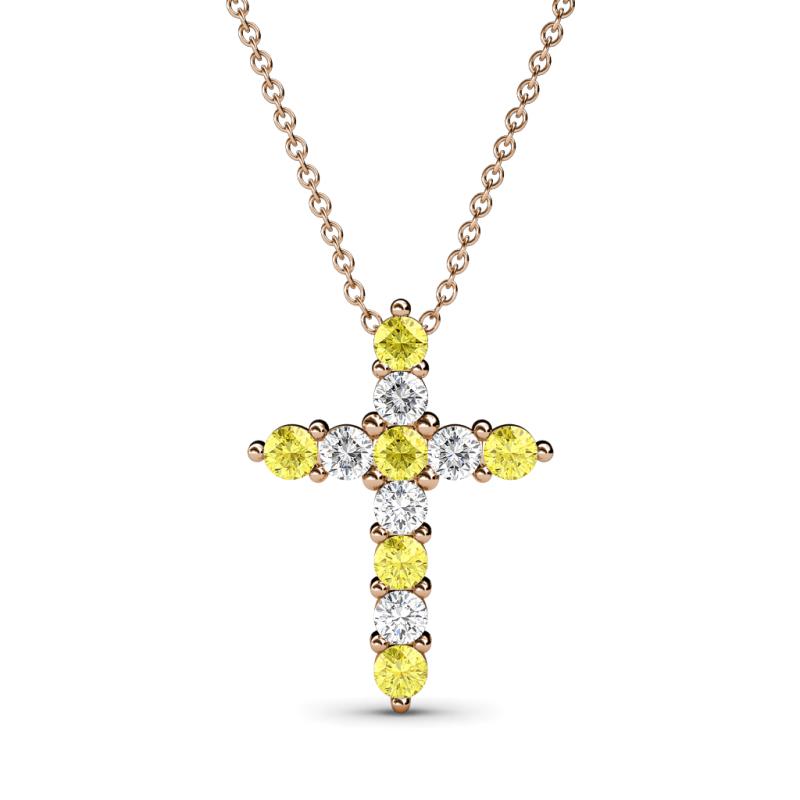 Abella Yellow Sapphire and Diamond Cross Pendant 