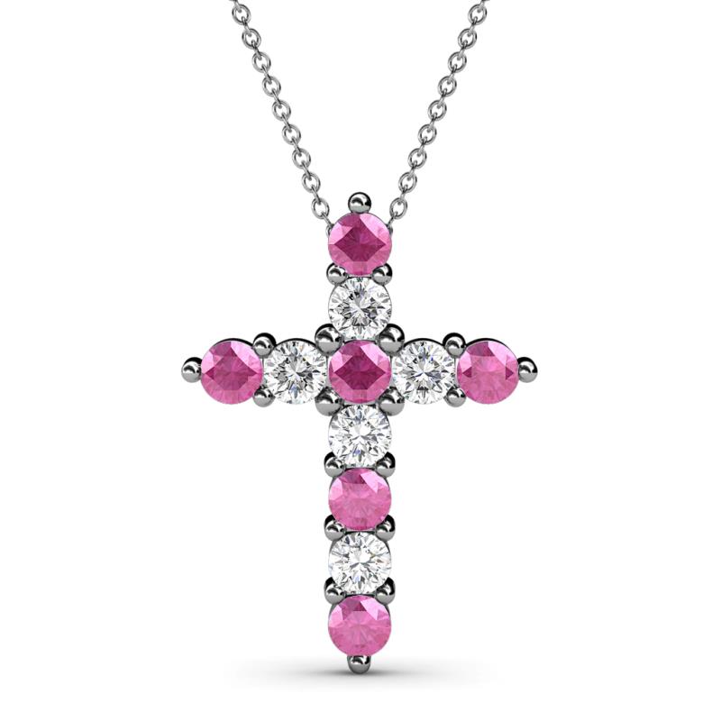Abella Pink Sapphire and Diamond Cross Pendant 