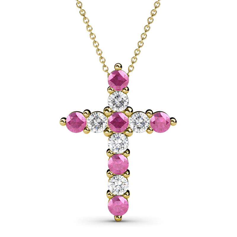 Abella Pink Sapphire and Diamond Cross Pendant 