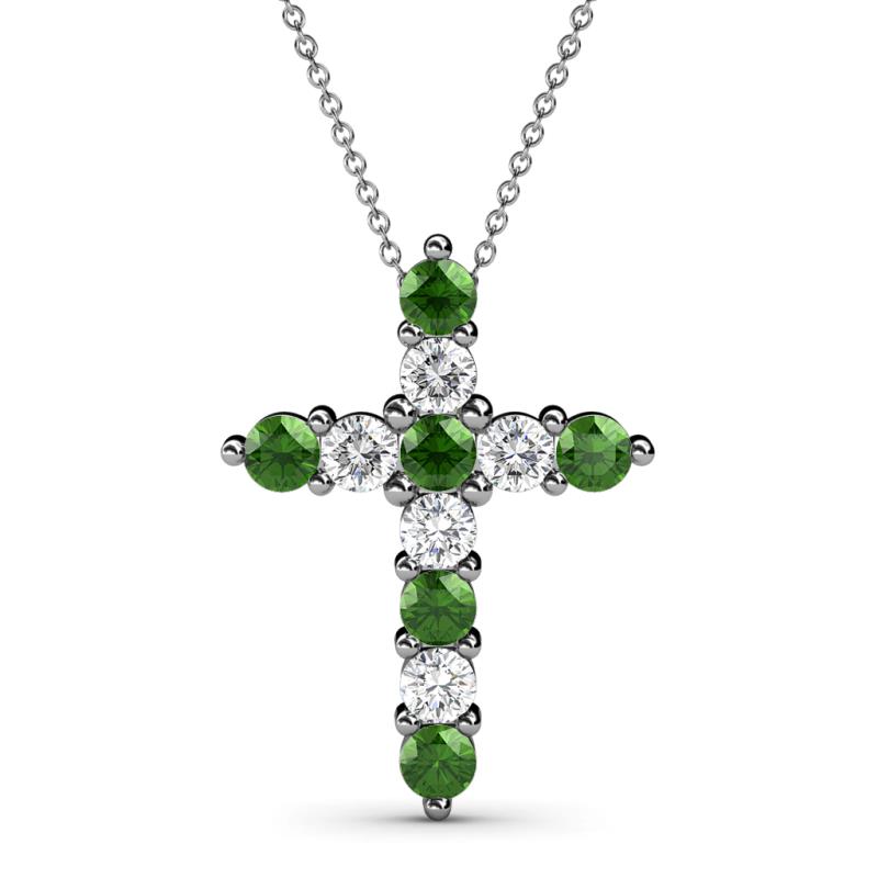 Abella Green Garnet and Diamond Cross Pendant 
