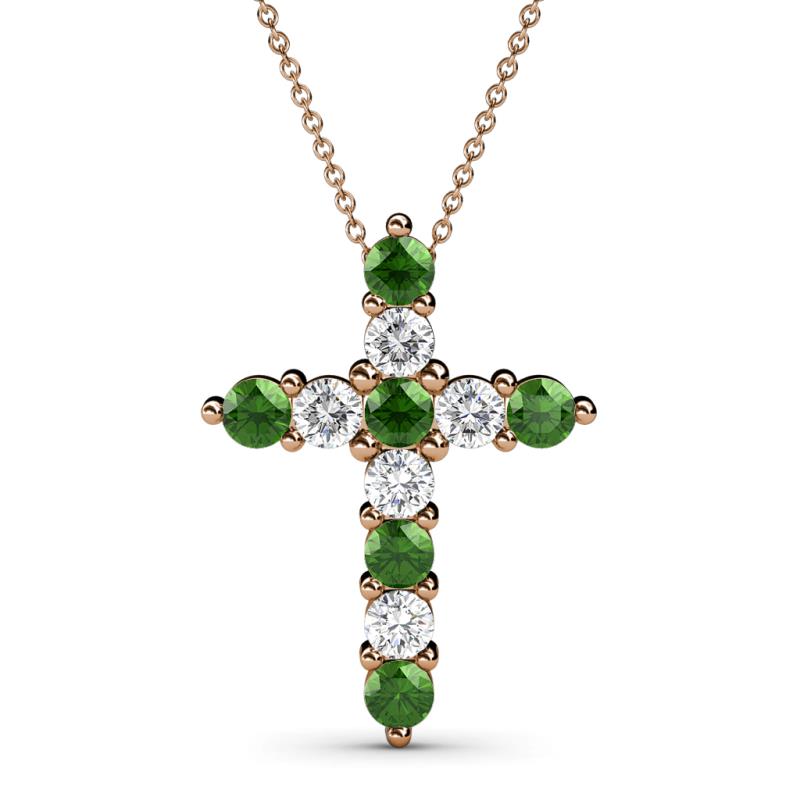 Abella Green Garnet and Diamond Cross Pendant 