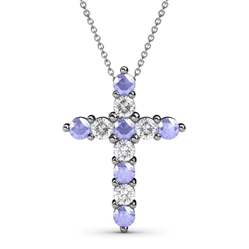 Abella Tanzanite and Diamond Cross Pendant 