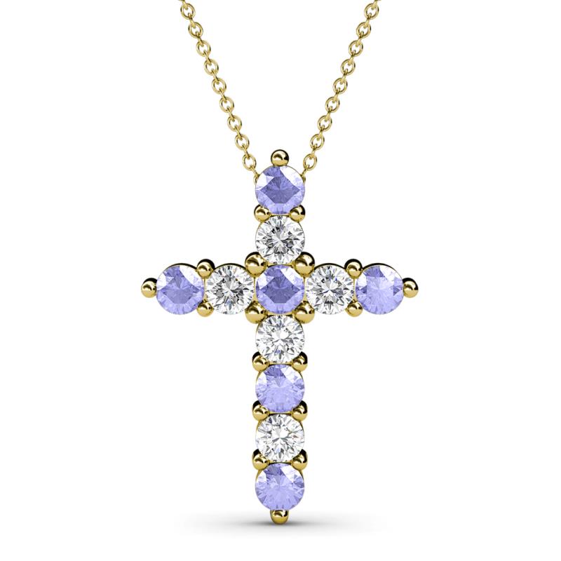 Abella Tanzanite and Diamond Cross Pendant 