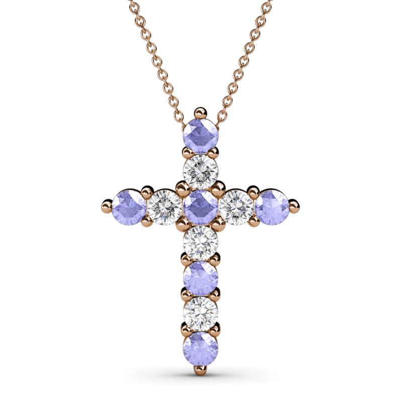 Abella Tanzanite and Diamond Cross Pendant 