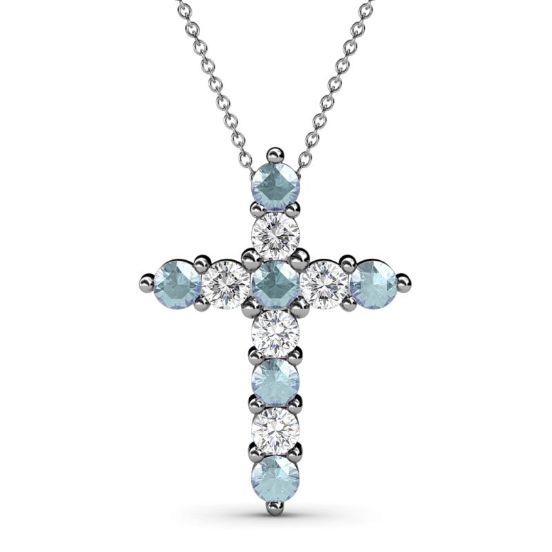 Abella Aquamarine and Diamond Cross Pendant 