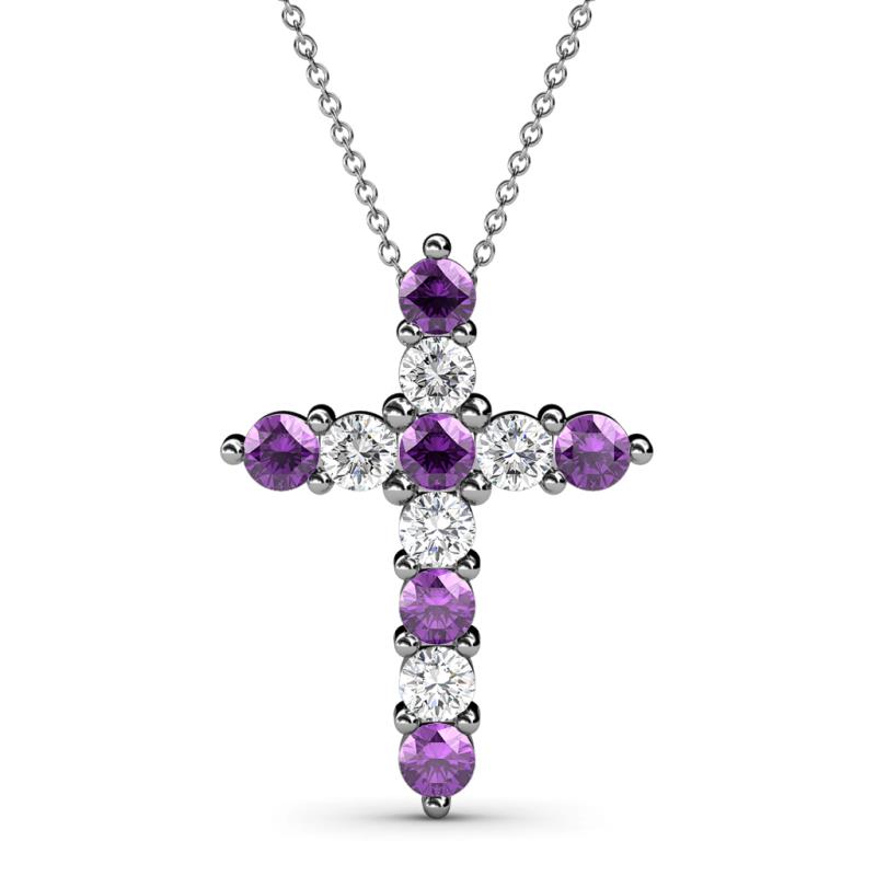 Abella Amethyst and Diamond Cross Pendant 