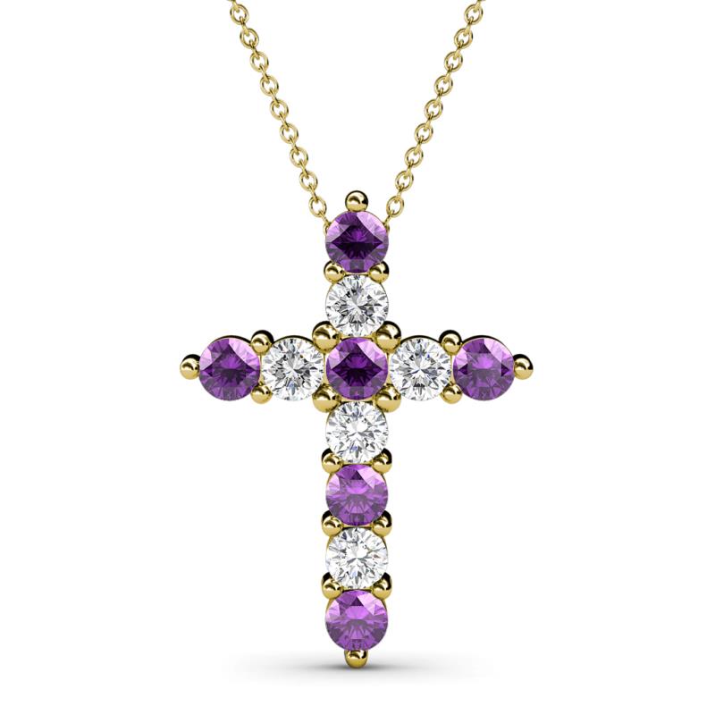 Abella Amethyst and Diamond Cross Pendant 
