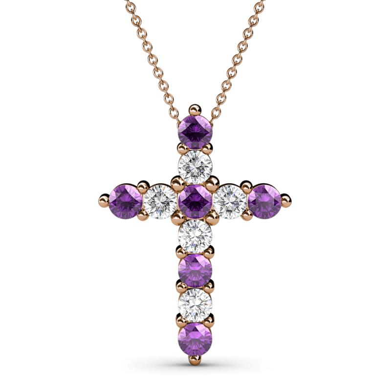 Abella Amethyst and Diamond Cross Pendant 