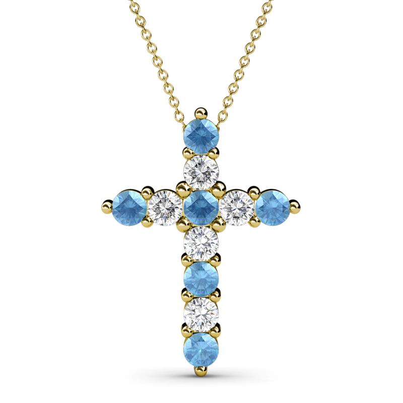 Abella Blue Topaz and Diamond Cross Pendant 