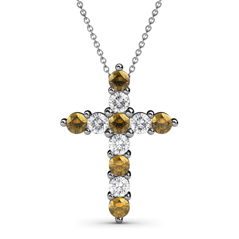 14k White Gold Citrine /& Diamond Cross Pendant