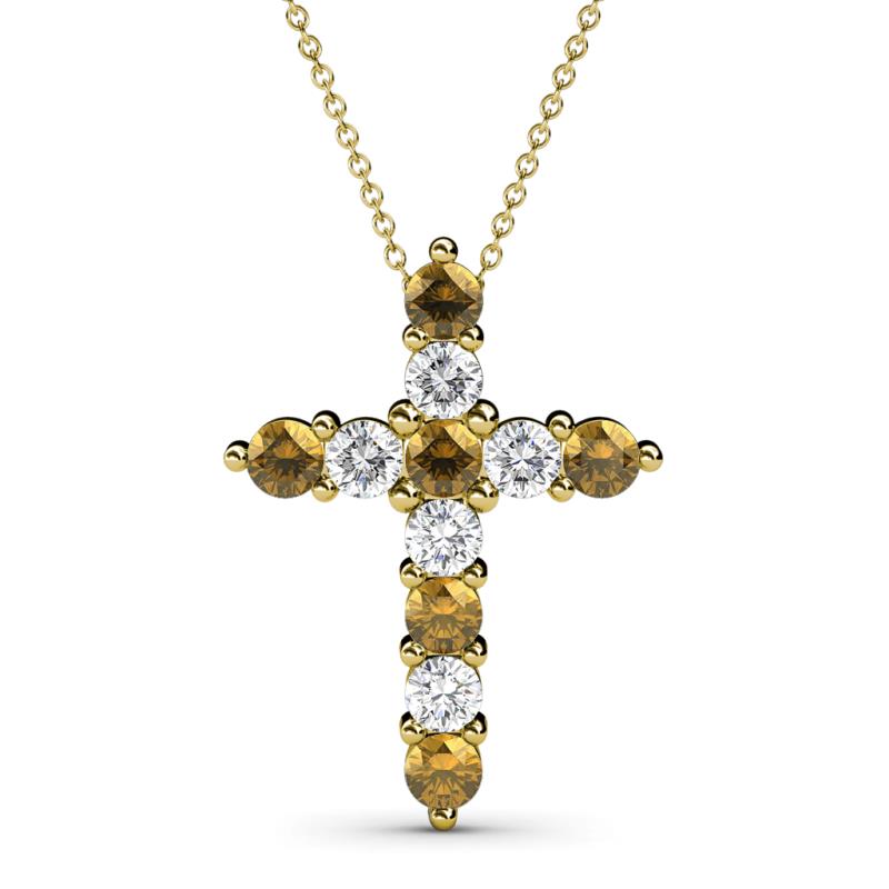 Abella Citrine and Diamond Cross Pendant 
