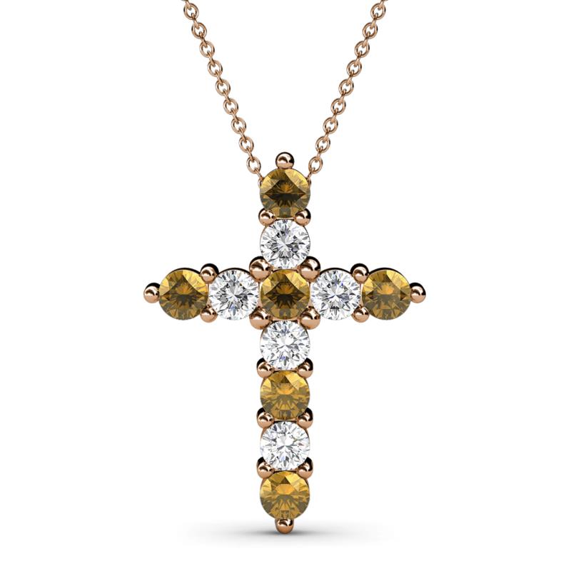 Abella Citrine and Diamond Cross Pendant 
