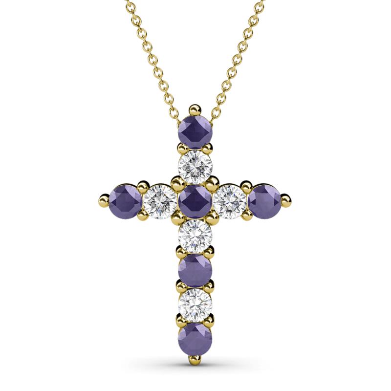 Abella Iolite and Diamond Cross Pendant 
