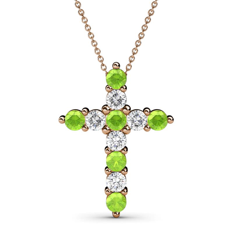 Abella Peridot and Diamond Cross Pendant 