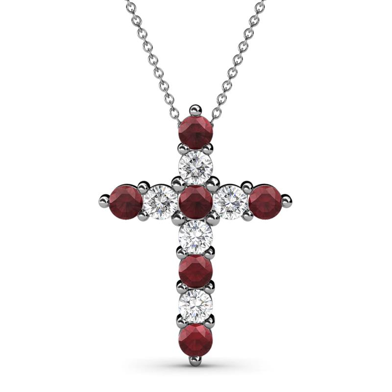 Abella Red Garnet and Diamond Cross Pendant 